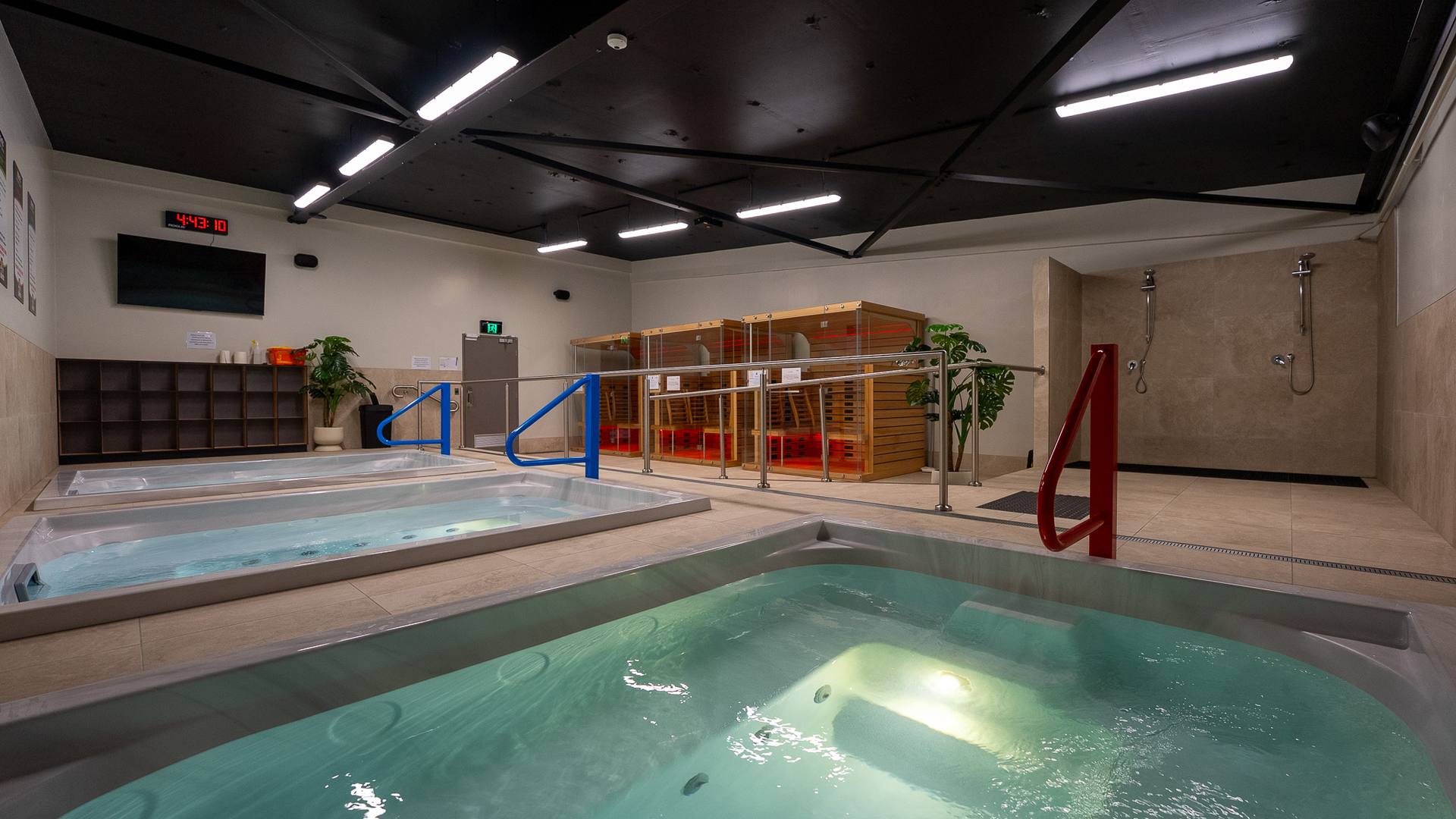 Athletic Gym recovery centre with contrast pools, sauna and showers